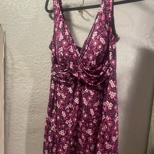 Floral Pink Sleeveless swim suit dress